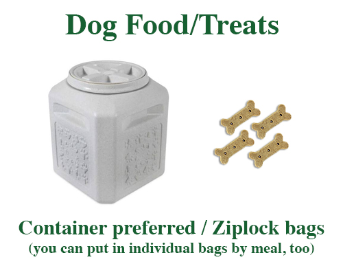 Container preferred / Ziplock bags
